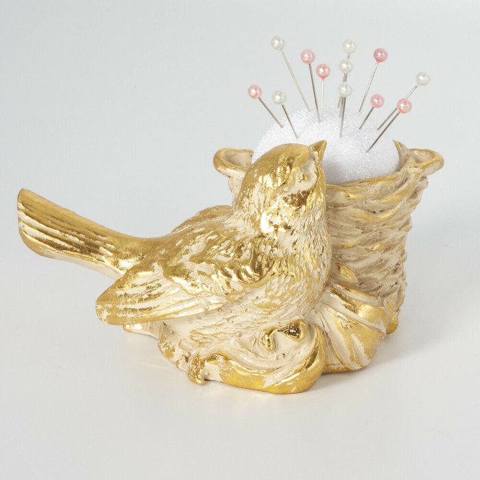 Игольница Птичка Терра кремово-золотого цвета - лучшие Фигуры и статуэтки в INMYROOM