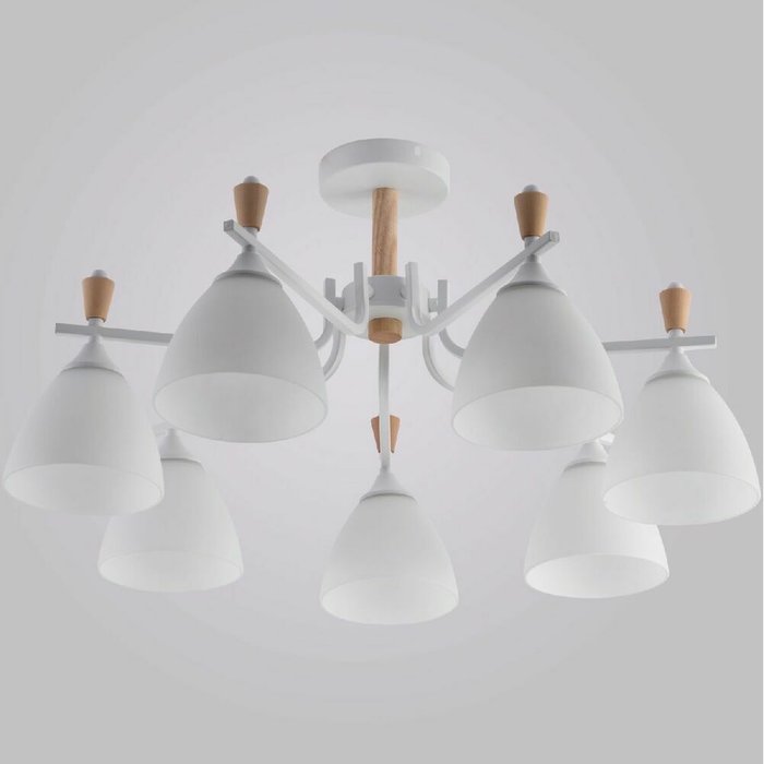 Люстра на штанге 01622-0.3-07 WH+WOOD (стекло, цвет белый) - купить Подвесные люстры по цене 6740 Люстра на штанге 01622-0.3-07 WH+WOOD (стекло, цвет белый) - купить Подвесные люстры по цене 6740