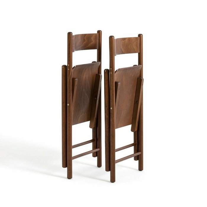 Комплект из двух стульев складных Из бука Panni коричневого цвета - лучшие Обеденные стулья в INMYROOM