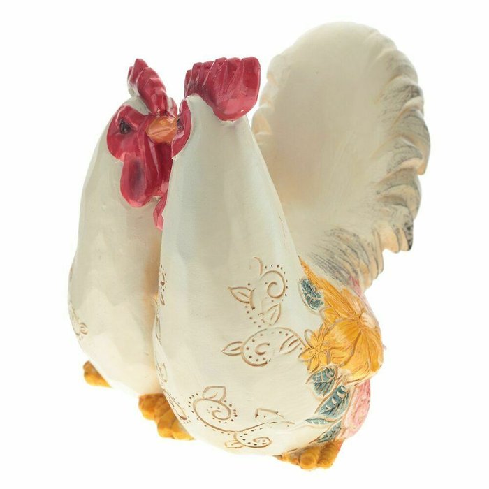 Фигурка декоративная Курица с петухом белого цвета - купить Фигуры и статуэтки по цене 4419.0