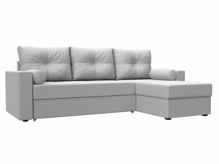 Угловой диван-кровать Верона белого цвета (экокожа) правый угол