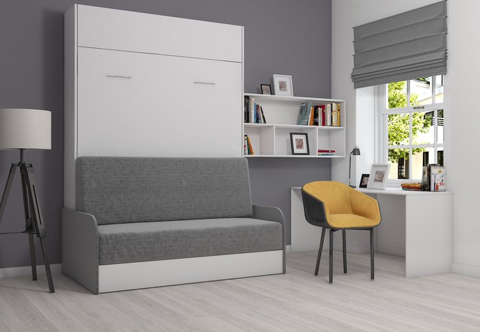 Шкаф-кровать Studio Sofa 90х200 бело-серого цвета - лучшие Кровати для спальни в INMYROOM Шкаф-кровать Studio Sofa 90х200 бело-серого цвета - лучшие Кровати для спальни в INMYROOM