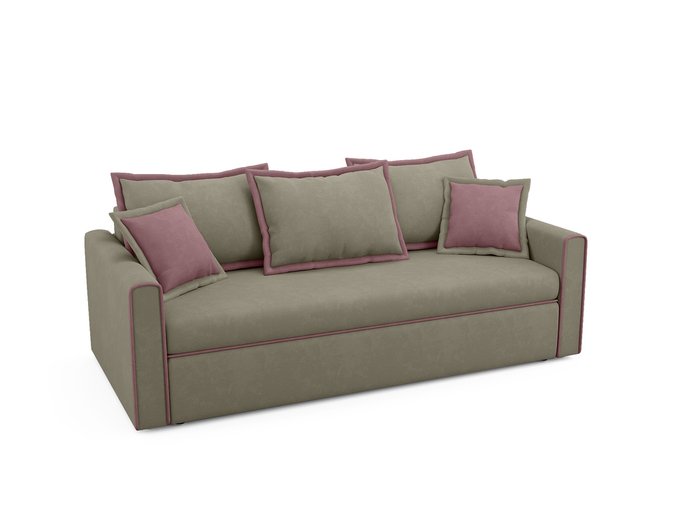 Диван-кровать Franz серо-бежевого цвета с розовой окантовкой  - купить Прямые диваны по цене 80000.0