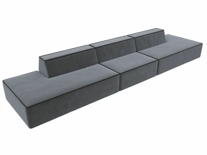 Прямой модульный диван Монс Лонг серого цвета с черным кантом - лучшие Прямые диваны в INMYROOM