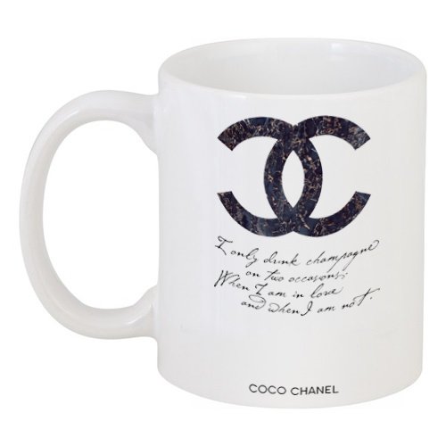 Кружка керамическая Drink champagne. Coco Chanel с рисунком Кружка керамическая Drink champagne. Coco Chanel с рисунком