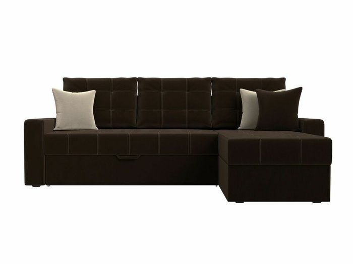 Угловой диван-кровать Ливерпуль коричневого цвета правый угол - купить Угловые диваны по цене 39999.0