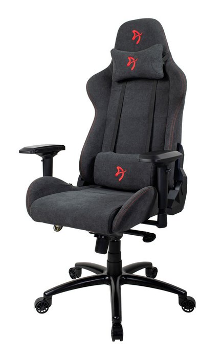 Компьютерное кресло Arozzi Verona Signature Soft Fabric Red Logo темно-серого цвета