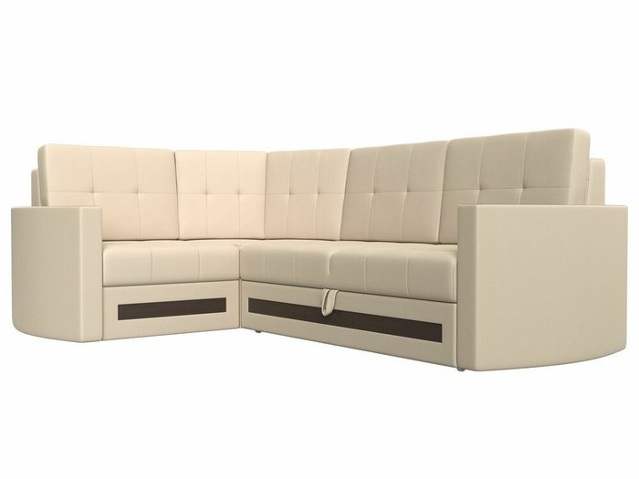 Угловой диван-кровать Белла бежевого цвета (экокожа) левый угол - лучшие Угловые диваны в INMYROOM