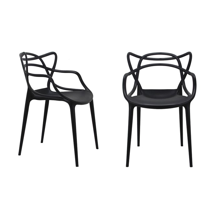 Набор из двух стульев черного цвета с подлокотниками