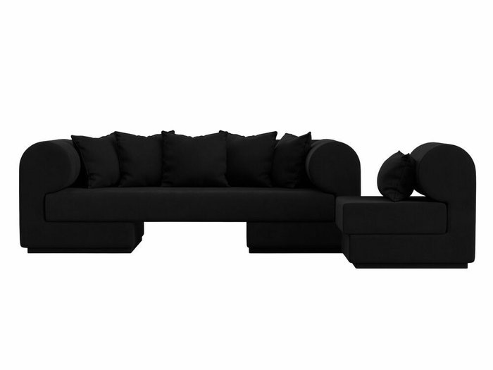 Набор мягкой мебели Кипр 2 черного цвета - купить Комплекты мягкой мебели по цене 71998.0