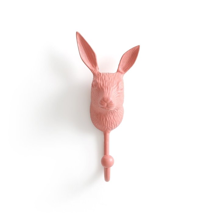 Вешалка-крючок настенная в виде зайца Malou розового цвета - лучшие Крючки в INMYROOM