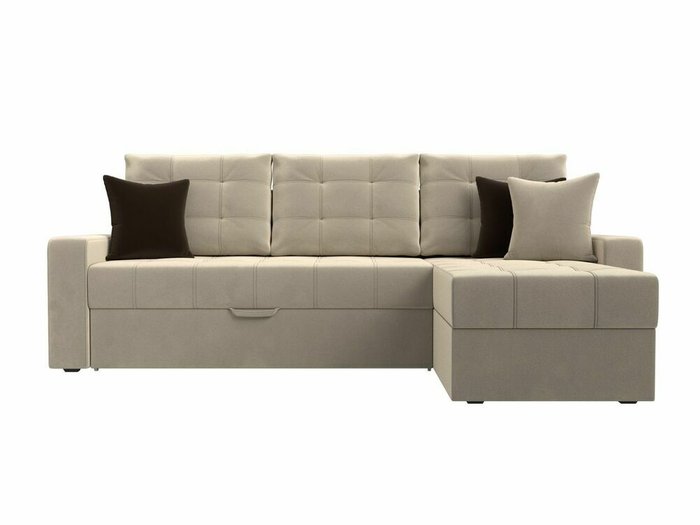 Угловой диван-кровать Ливерпуль бежевого цвета правый угол - купить Угловые диваны по цене 39999.0