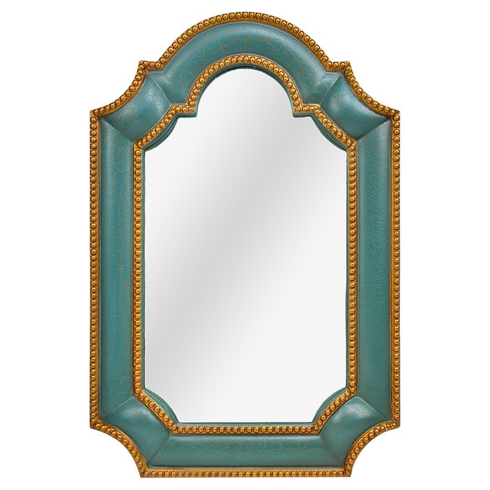 Настенное зеркало Туркуаз Гранд в раме изумрудно-голубого цвета 