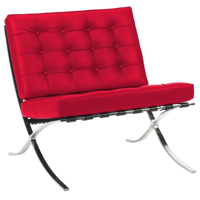 Кресло Barcelona Chair красного цвета