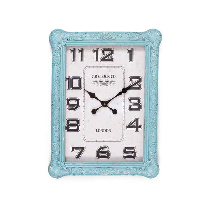 Часы настенные C.R.Clock Co в металлической раме голубого цвета 