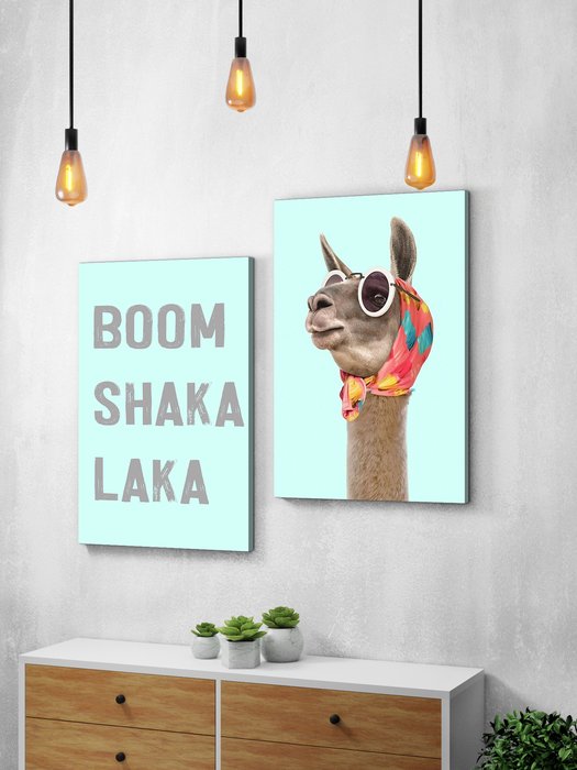Набор из двух постеров Boom Shaka Laka 60х80 на холсте - лучшие Картины в INMYROOM