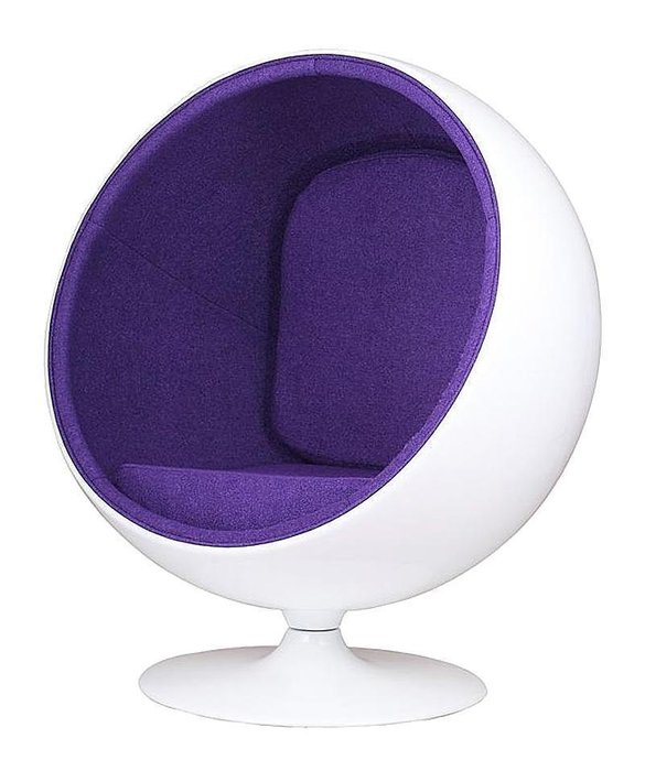 Кресло Eero Ball Chair бело-фиолетового цвета