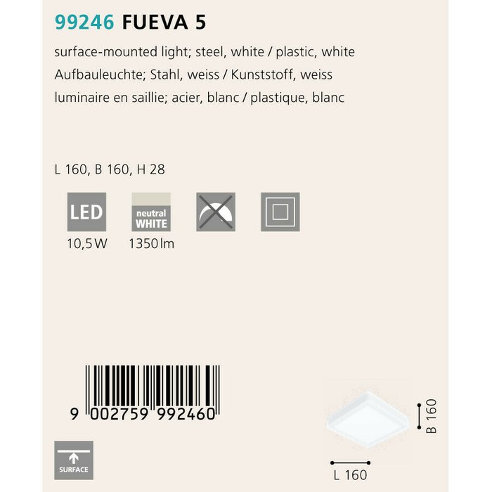 Светильник точечный Fueva из металла и пластика - купить Потолочные светильники по цене 1990.0