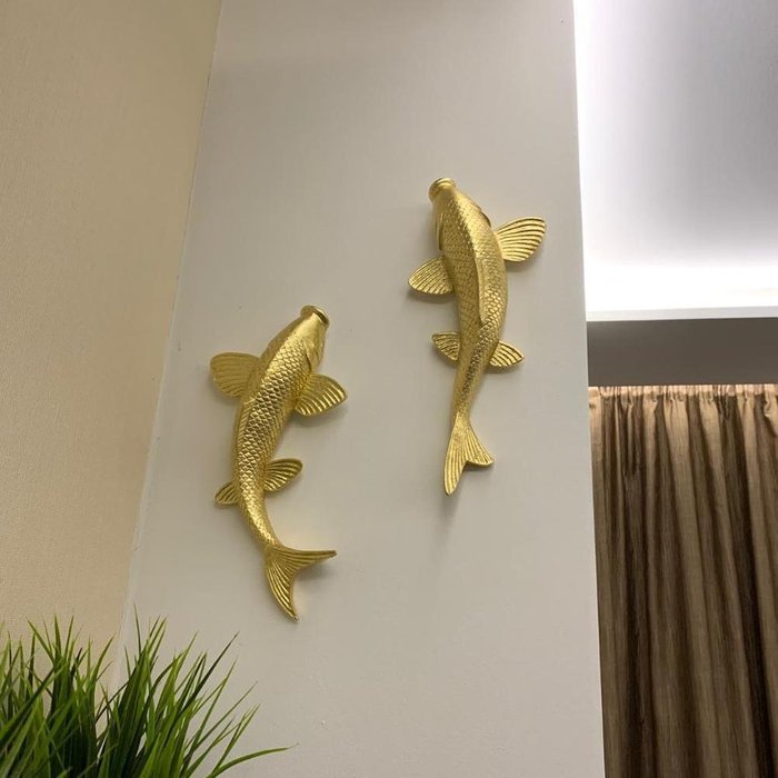 Настенный декор Fish золотого цвета - лучшие Декор стен в INMYROOM