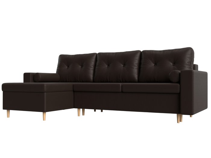 Угловой диван-кровать Белфаст коричневого цвета (экокожа) левый угол