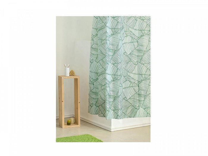 Шторка для ванной комнаты Jungla 180хх180 бело-зеленого цвета - лучшие Шторки для душа в INMYROOM