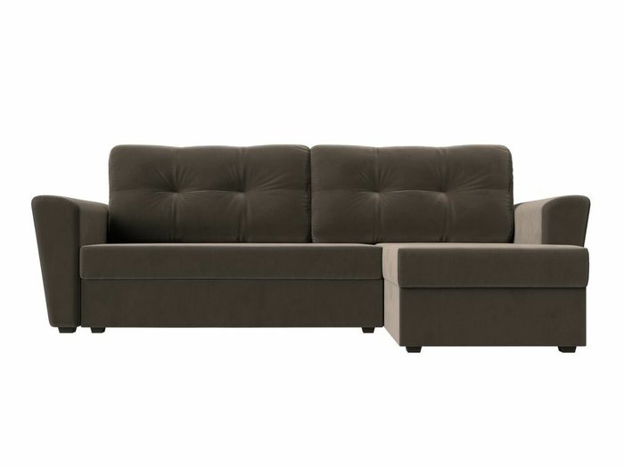 Угловой диван-кровать Амстердам лайт коричневого цвета левый угол - купить Угловые диваны по цене 30999.0