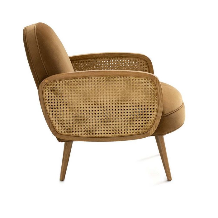 Кресло Buisseau с велюровой и плетеной отделкой коричневого цвета - лучшие Интерьерные кресла в INMYROOM