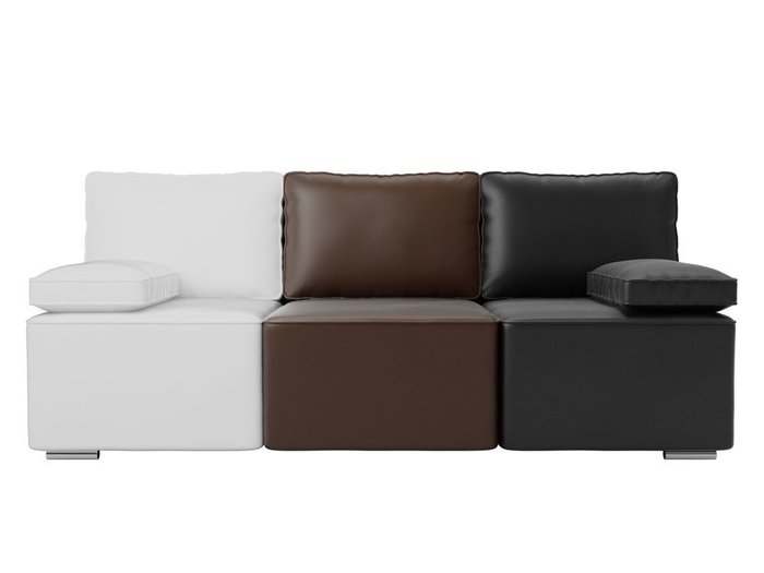 Прямой диван-кровать Радуга бело-черно-коричневого цвета (экокожа) - купить Прямые диваны по цене 30990.0