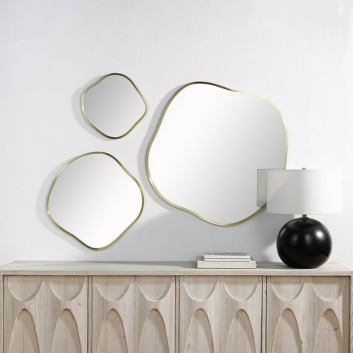 Набор из трех зеркал Organic Panno золотого цвета - купить Настенные зеркала по цене 40500.0