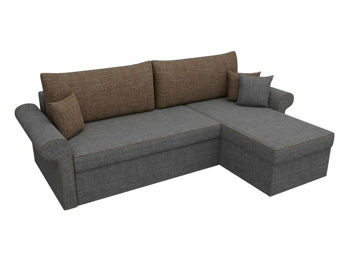 Угловой диван-кровать Милфорд коричнево-серого цвета правый угол - купить Угловые диваны по цене 45990.0