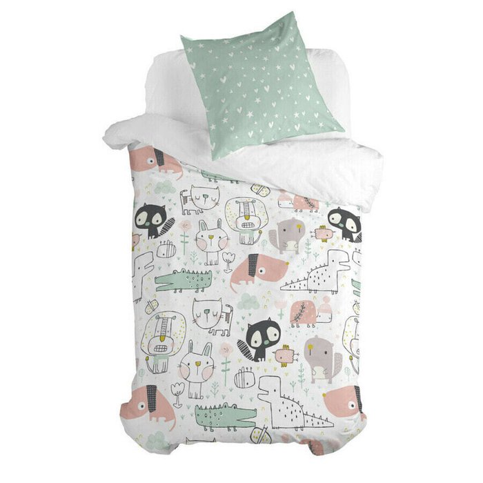 Комплект постельного белья односпальный Moshi Moshi Best Buddies 140х200 мятного цвета Комплект постельного белья односпальный Moshi Moshi Best Buddies 140х200 мятного цвета