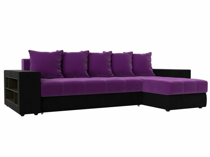 Угловой диван-кровать Дубай  фиолетово-черного цвета правый угол