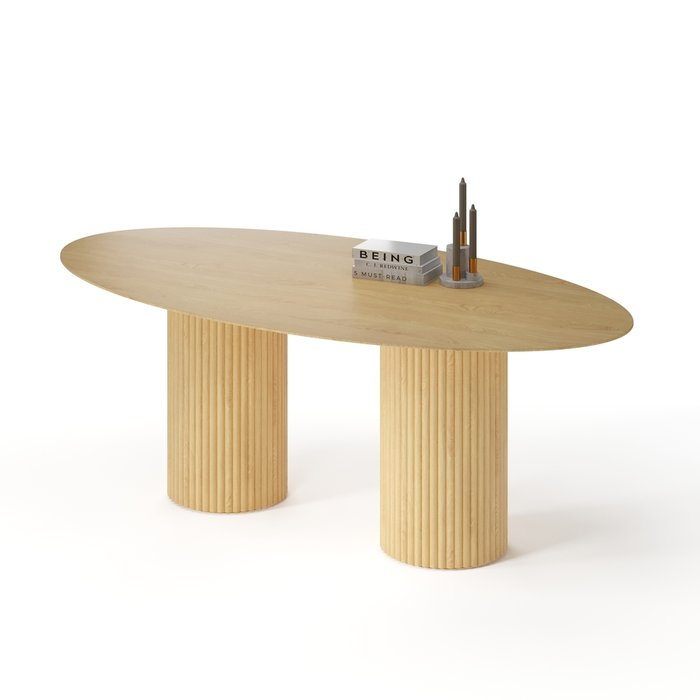 Овальный обеденный стол Хедус M бежевого цвета - купить Обеденные столы по цене 126955.0