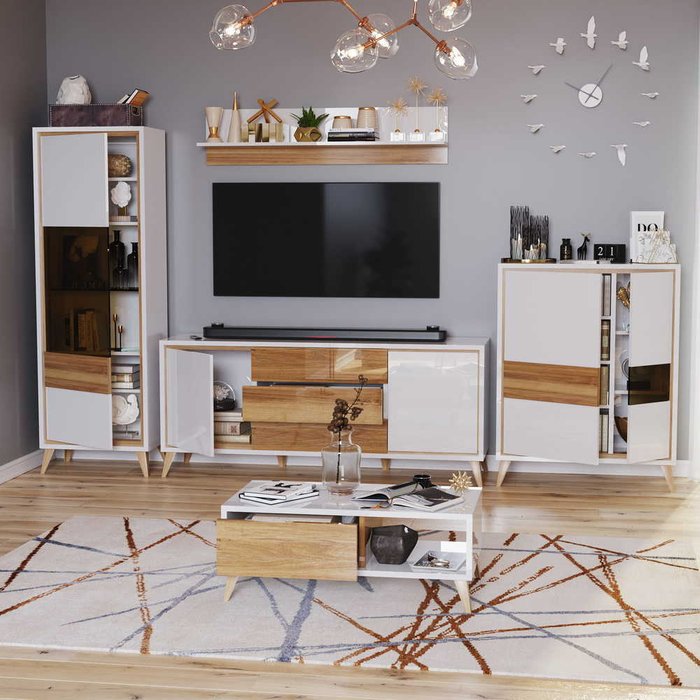 Мебель для гостиной Vida №5 бежево-белого цвета - купить Гостиные гарнитуры по цене 210330.0