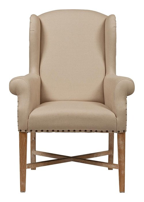 Кресло French Wing Chair Кремовый Лен