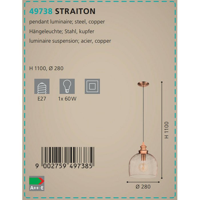 Подвесной светильник Eglo Straiton   - купить Подвесные светильники по цене 9590.0