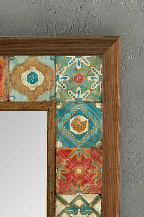 Настенное зеркало 33x33 с рамкой из натурального камня - лучшие Настенные зеркала в INMYROOM