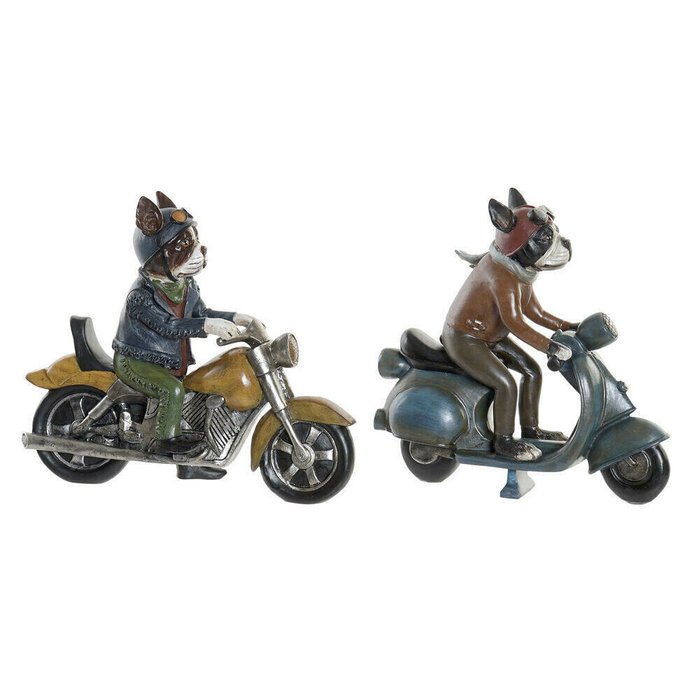 Декоративная фигура 27 x 10 x 24 cm Красный Синий Мотоцикл Жёлтый Vintage Пёс (2 штук)