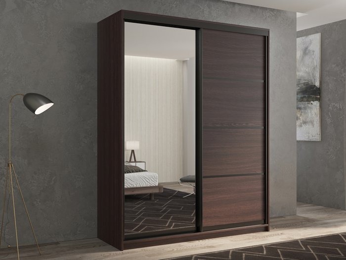 Шкаф-купе Кааппи-2 160 М цвета Венге  - купить Шкафы-купе по цене 33990.0