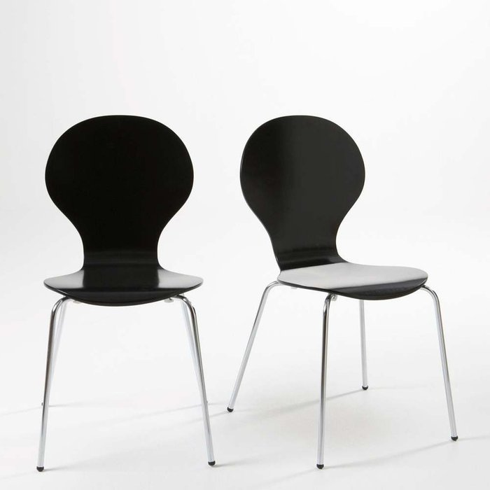 Комплект из двух стульев с выгнутыми спинками Janik черного цвета