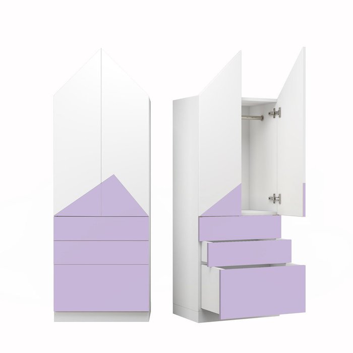 Шкаф Альпы лилово-белого цвета с тремя ящиками