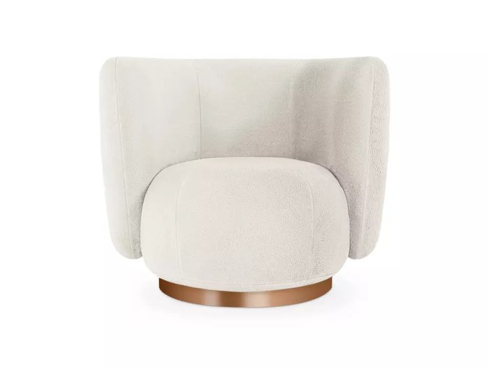 Кресло Lucca белого цвета с коричневым основанием  - купить Интерьерные кресла по цене 59040