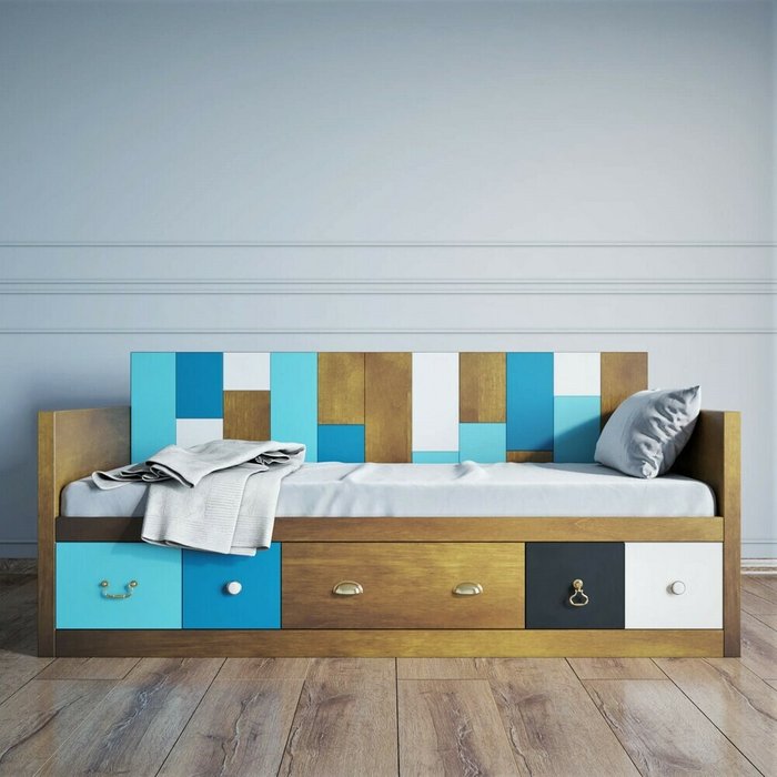 Кровать-кушетка Aquarelle в стиле Поп-Арт 90х190 - купить Одноярусные кроватки по цене 124555.0