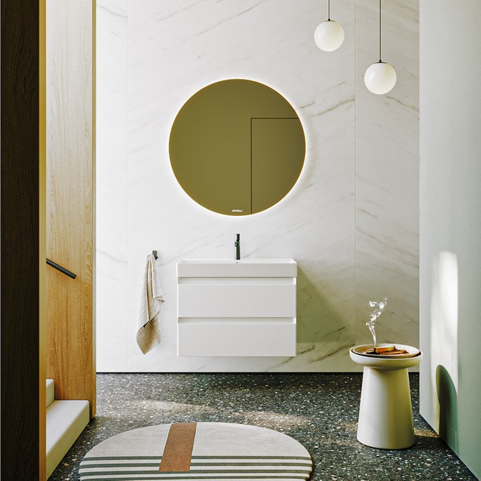 Подвесная тумба с раковиной Geometria 81 белого цвета - лучшие Тумбы под раковину в INMYROOM Подвесная тумба с раковиной Geometria 81 белого цвета - лучшие Тумбы под раковину в INMYROOM