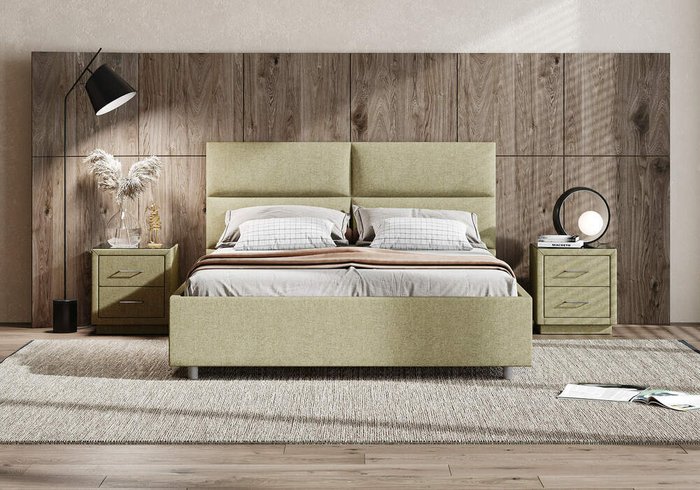 Кровать Omega 160х200 оливкового цвета без основания и подъемного механизма  - купить Кровати для спальни по цене 26000.0