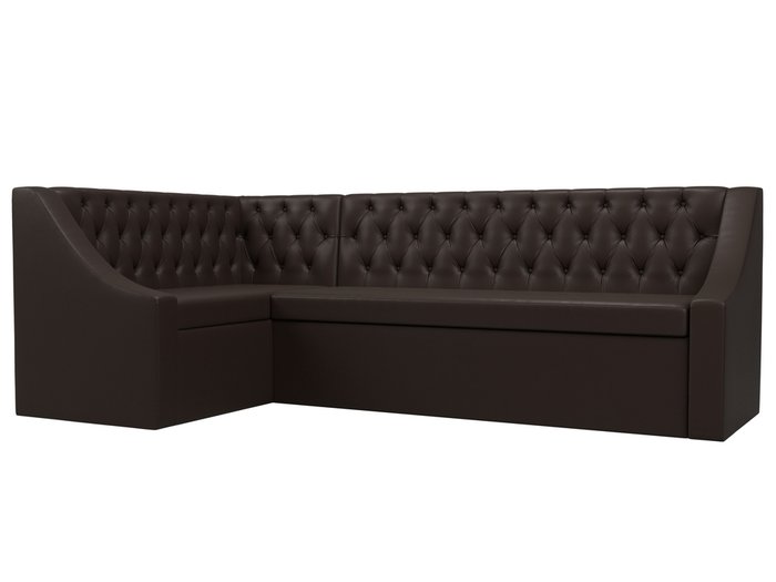 Угловой диван-кровать Мерлин коричневого цвета (экокожа) левый угол