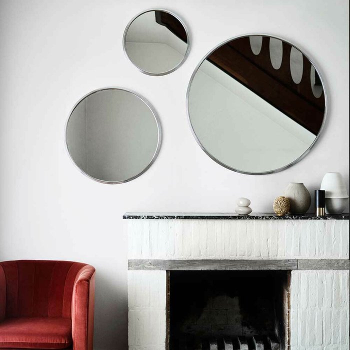 Набор из трех настенных зеркал Saturn серебряного цвета - купить Настенные зеркала по цене 20200.0