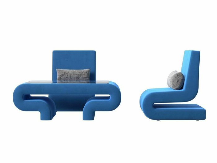 Набор мягкой мебели Волна 3 голубого цвета - купить Комплекты мягкой мебели по цене 70998.0