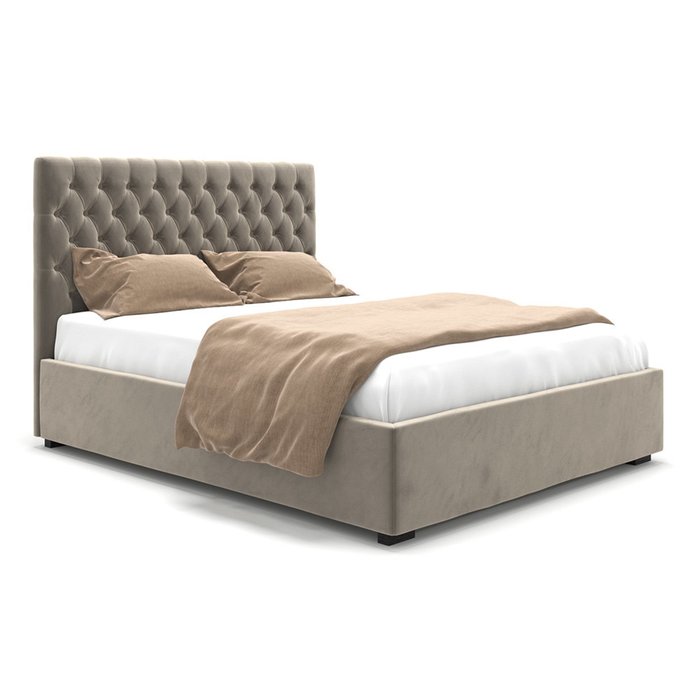 Кровать Emily серого цвета с подъемным механизмом 140х200
