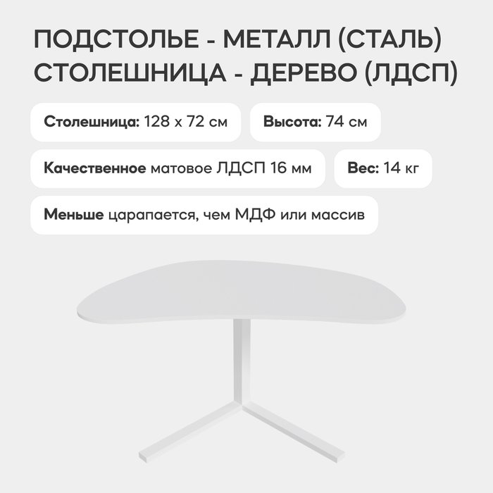 Рабочий стол Pingum с металлическим белым подстольем и белой столешницей - лучшие Письменные столы в INMYROOM